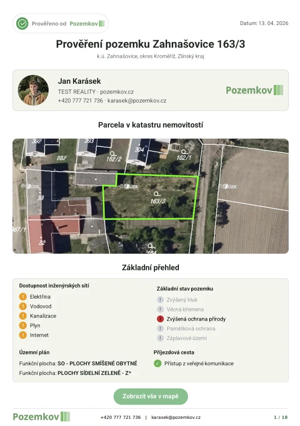 Ukázkový PDF detailního reportu