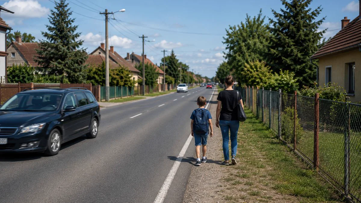 Rodinný dům u silnice bez chodníku zobrazený v aplikaci Pozemkov