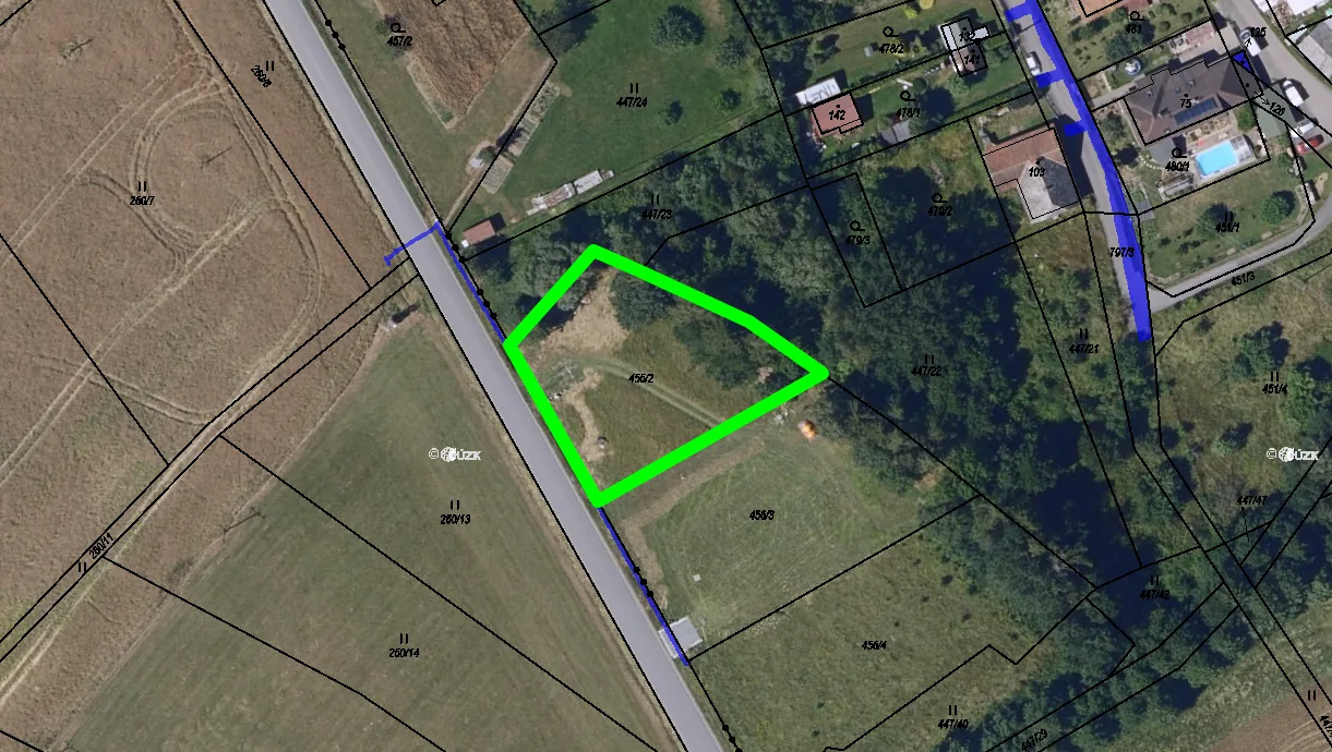 Věcná břemena v katastrální mapě, parcela 456/2 Chotěboř