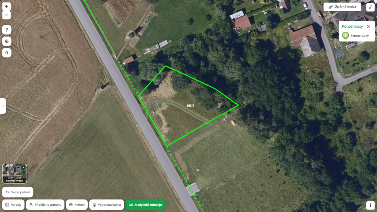 Parcela není poblíž parcel boxu (mapa Pozemkov)
