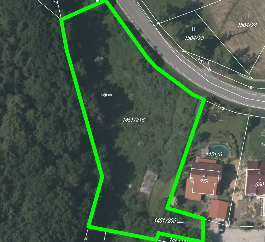 Katastrální mapa, parcela 1451/216 Hlincová Hora