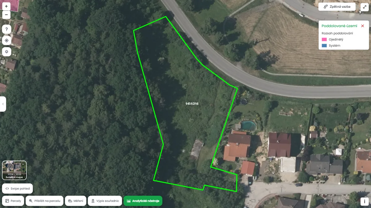 Parcela je poblíž poddolovaného území (mapa Pozemkov)