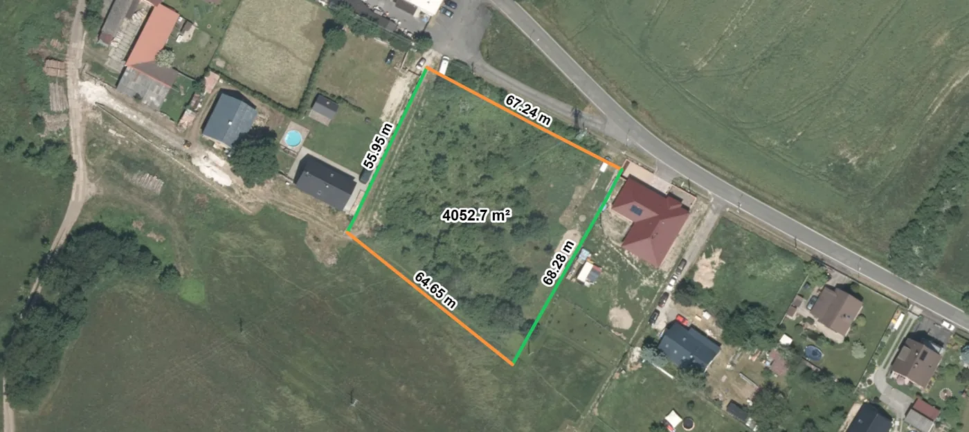 Rozměry parcely, parcela 1507/4 Komárov