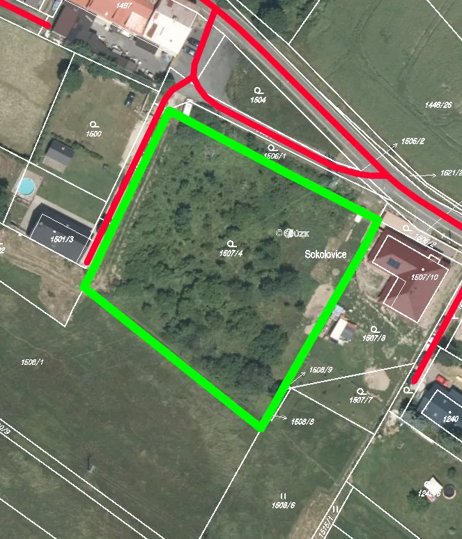 Příjezdová cesta, parcela 1507/4 Komárov