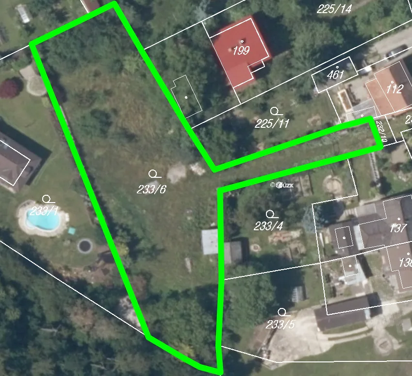Katastrální mapa, parcela 233/6 Králův Dvůr