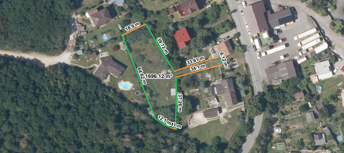 Rozměry parcely, parcela 233/6 Králův Dvůr