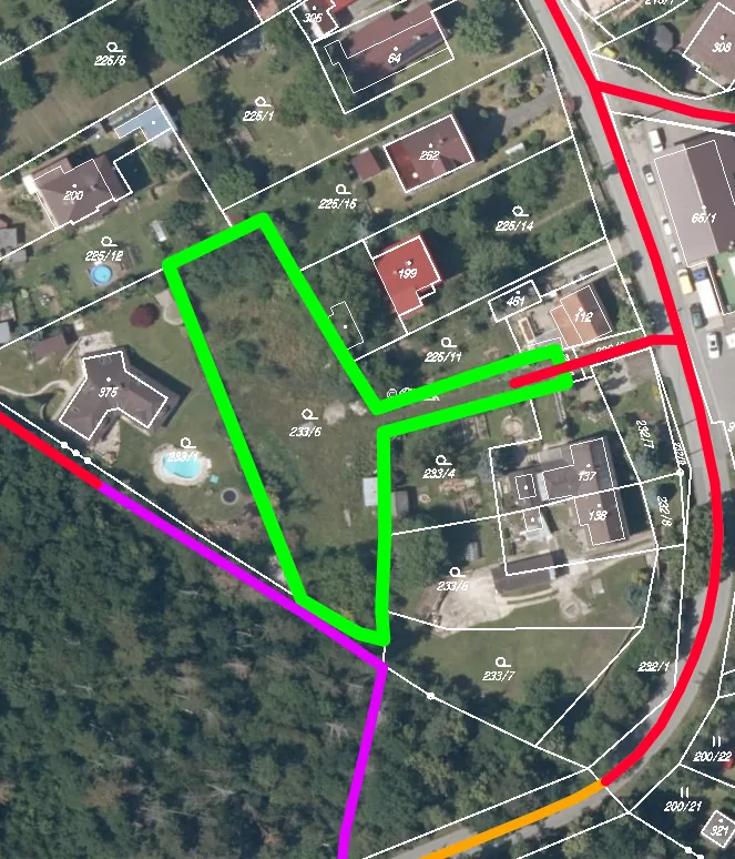 Příjezdová cesta, parcela 233/6 Králův Dvůr