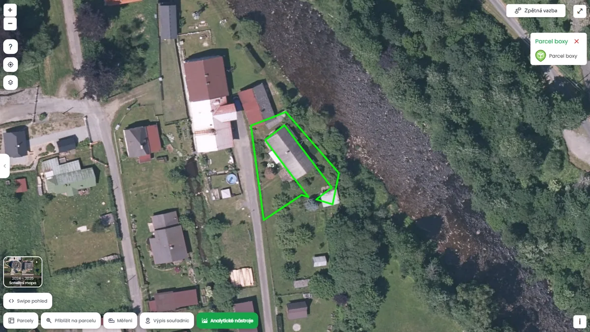 Parcela není poblíž parcel boxu (mapa Pozemkov)