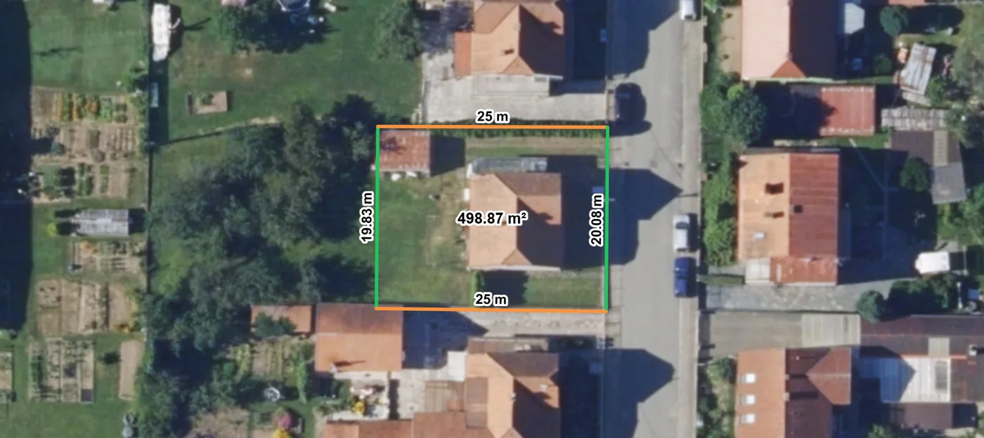 Rozměry parcely, parcela 550 Sloup