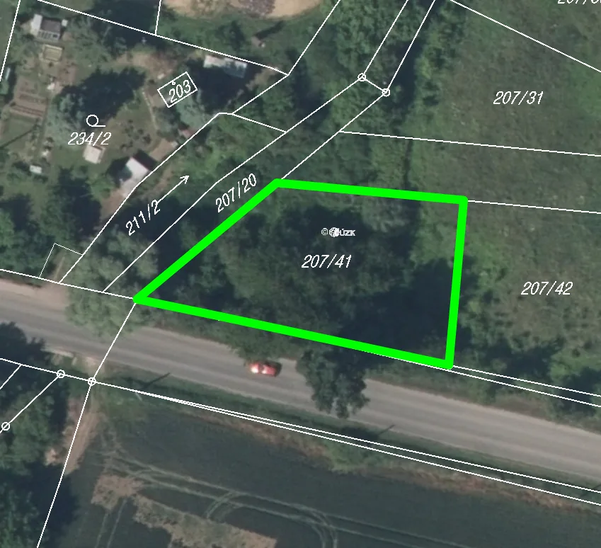 Katastrální mapa, parcela 207/41 Srbice