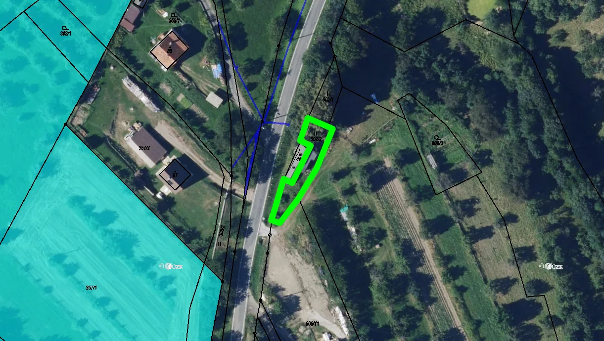 Věcná břemena v katastrální mapě, parcela 602/2 Synalov