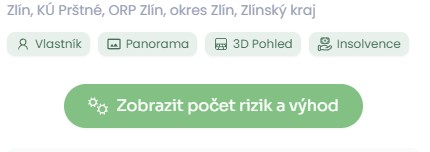 Tlačítko pro výpočet rizik a výhod parcely